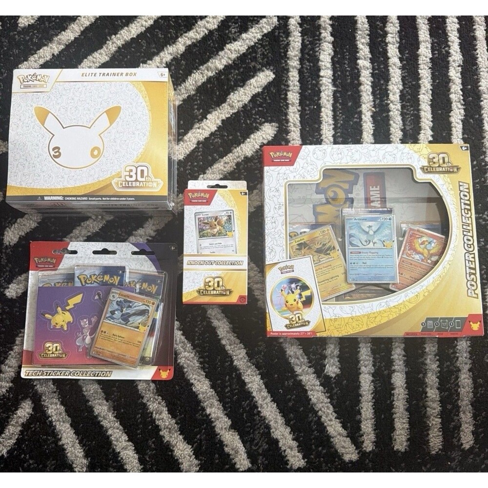 Pokemon TCG 30th Anniversary Bundle - 1 ETB, 1 Poster, 1 Tech, and 1 Knockout